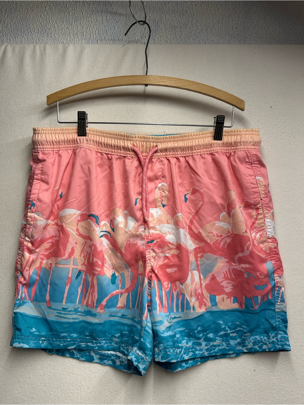 No Boundaries Pink & Blue Flamingo Swim Trunks